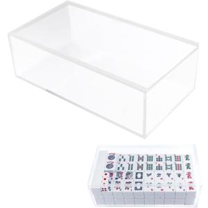 Empty Clear Acrylic Mahjong Case for 1.2"0.9"0.5 American Mahjong Tiles, 160200 Tile Storage Organizer, Dust-Proof Mahjong Tile Holder Box for Home Game Room, Game Night Accessories & Display