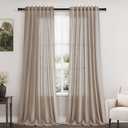 Extra Long Curtains 2 Panels 102 Inches Long for Living Room Light Taupe Back Tab Rod Pocket Light Filtering Semi Sheer Drapes Cotton Linen Textured Window Curtain 102 Inch Length for Bedroom 9 FT (52"W x 102"L (Pack of 2))