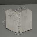 MakeMeChic Women's Renaissance Corset Bustier Tops Shapewear Lingerie Lace Up Floral Sexy Strapless Overbust Crop Top (White) XS