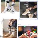 YUWELL Womens Striped Crew Socks, Cotton Cozy Casual Socks for Women 4 Pairs, Size 5-10