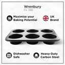 Wrenbury Jumbo Muffin Pan 6 Cup Set of 2 - Nonstick XL Deep Muffin Pan for Baking 3.75" Cup - Big Cup Tin - Oversized Extra Large Cupcake Mold - PTFE Free
