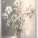 daktenn Silver Framed Canvas Wall Art Floral Picture Wall Decor for Bathroom Wall Art Bedroom Framed Artwork for Wall Decorations prints (Silver Framed, 18x24)