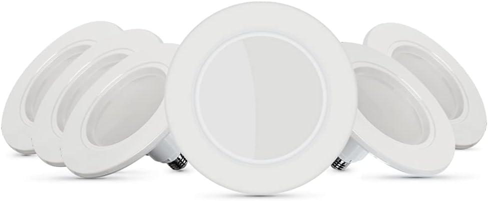 Feit Electric 5-6 inch InstaTRIM Adjustable Neck Recessed LED Downlight - 2700K Soft White - Dimmable - Pre-Mounted Trim - 65W Equivalent - 45 Year Life - 850 Lumen - High CRI | 6-Pack