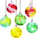 Consevisen Hand Blown Glass Ball Christmas Ornaments, 6 Pcs Colorful Hanging Friendship Witch Balls Ornaments for Christmas Tree, Garden, Window and Outdoor Decor, for Family and Friend