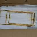 Three-Tier Ceramic Plate Rack - Foldable gold plate rack with three large 14-inch white plates for displaying food, fruit, desserts, and entertaining guests.