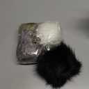 Juinte 4 Pcs 6 Inch Large Fur Pom Pom Balls for Hats Fluffy Faux Fur Pompom Balls with Snap Button for Hat Shoes Scarves Bag Charms DIY Crafts (Classic Color)