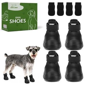 EXPAWLORER Dog Shoes for Small Medium Large Dogs, Waterproof Non-Slip Dog Snow Booties for Winter with Socks, Easy On & Off Pet Boots & Paw Protectors, Easy-Clean for Beach Outdoor Rain (Black L)