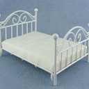 Dollhouse Miniature 1:12 Scale White Double BED with Mattress T5028 by Town Square
