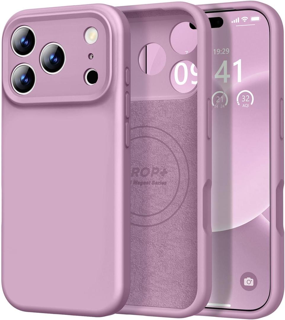 Vooii Magnetic for iPhone 17 Pro Case, Compatible with Magsafe (Premium Liquid Silicone) (Integrated Camera Control Button) Full Body Protective Anti-Scratch Microfiber Lining 6.3", Lavender Purple
