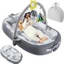 Portable Baby Lounger for Travel,Breathable & Comfortable 100% Cotton Infant Lounger, Baby Nest 0-24 Months Machine-Washable Newborn Lounger Newborn Essentials,Supervised Use