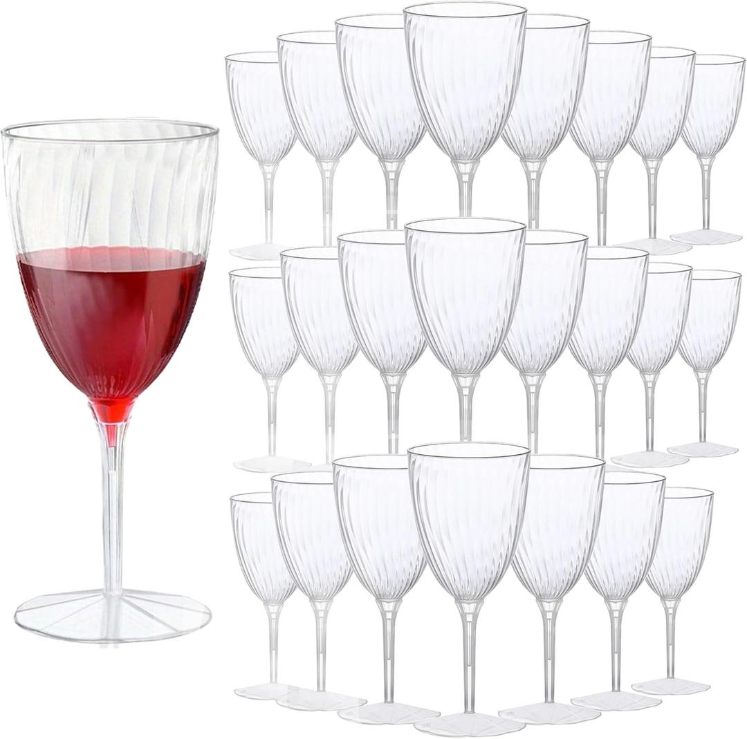 24pcs Plastic Champagne Flutes, 8oz Clear Disposable Wine Glasses, Reusable Plastic Cocktail Cups for Home Daily Life Party Birthday Wedding Toasting Drinking Champagne