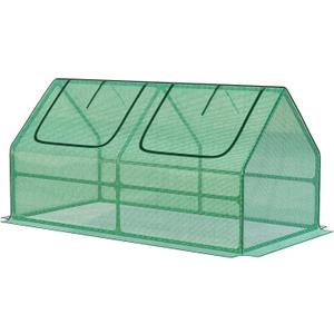 Aoodor 4 x 2 x 2 ft Mini Greenhouse with 2 Zipper Doors, Water Resistant, UV Protected for Flowers, Vegetables and Herbs, Green