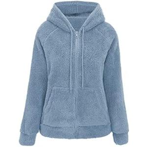 RISISSIDA Women Faux Fur Fleece Lightweight Short Jacket Hooded Spring Fall Transitional Fashion, Cute Thin Coat Size M