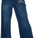 Forever 21 Women's Denim with Rhinestone Bows and Studs (8, Blue)