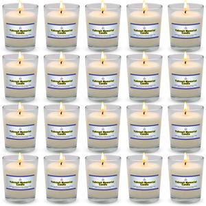 20-Pack Unscented Votive Candles in White Glass Tumblers - Long & Clean-Burning Memorial Candles (15 Hours, Hand-Poured)