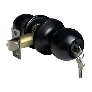 BESTTEN Keyed Entry Door Knob, Heavy Duty Entrance Door Lock, Standard Ball, All Metal, Matte Black