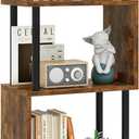 IBUYKE 5-Tier Tall Bookshelf,S-Shaped Geometric Bookcase, Wood Display Shelves with Storage,Industrial Bookshelf for Living Room Bedroom, Home Office, Rustic Brown WBC015H