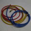 Upgrade 29986 Plus II 1/4" HVAC Hose with Compact Ball Valve, 72", Refrigerant Hose with Standard 1/4" Flare Fittings, for Common Refrigerants, R410a/ R134a/ R22, Yellow/Red/Blue (3 Pcs)