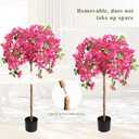 4 Feet Artificial Bougainvillea Trees, Fake Bougainvillea Pink Flowers Tree with Black Plastic Pot, Outdoor Faux Blooming Plants Potted 2 Packs for Decor Front Porch Indoor or Home Office (47 inch)