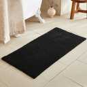 TYUU Black Bathroom Rug, Waffle Bath Mat Non Slip Washable Super Absorbent Quick Dry Boho Farmhouse Bathroom Decor, 48"x24" Black