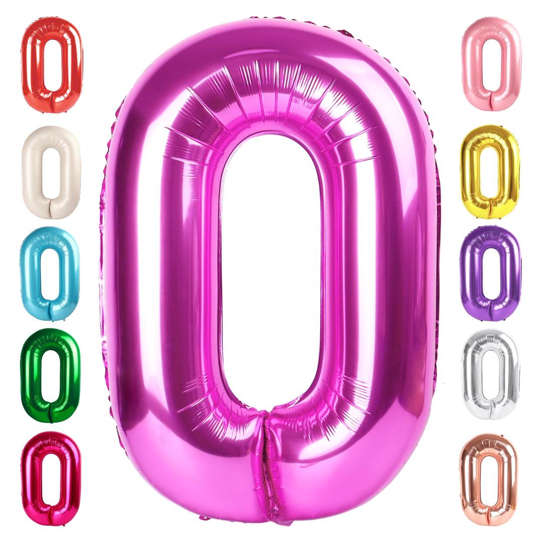 2 x Number 0 Balloons 40 Inch Rose Purple Number Balloons for 10 20 30 40 50 60 70 80 90 100 Numbers Balloon Birthday Decorations Wedding Event Baby Shower