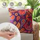 Outdoor Pillows Set of 2, 18''18''Waterproof Throw Pillow for Patio Furniture, Feathers and Down Filled Outside Decorative Pillows Inserts for Garden, Porch Swing, Couch and Sofa (Paisley Floral)