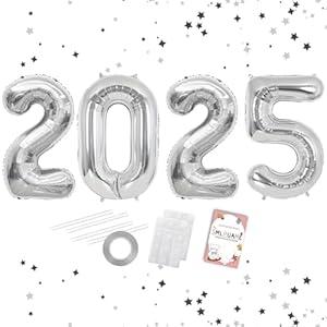 Smlpuame 40 Inch 2025 Balloons Silver, Huge Foil Number Balloons for Happy New Years Festival Celebration Party Supplies Class of 2025 Graduation Decorations