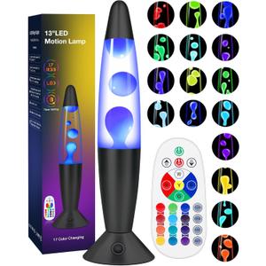 Color Changing Black Liquid Motion Lamps: 17 Colors LED Night Light for Adults with Remote & Timer, Smart Ambient Mood Lighting for Bedroom Office, Novelty Cool Christmas Birthday Gifts, 13 Inch (White)