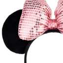 A Miaow 3D Black Velvet Headband Polka Dot Satin Bow Hair Clasp Women Adults Hair Accessory Party Costume Supply Holiday Park Headwear (Pink Bow, One Size)