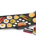 XL 24-Inch Pancake Griddle, Non-Stick Coated Electric Griddle with Removable Plate, Cool-Touch Removable Handles and Slide-Out Drip Tray 1800W, for Breakfast Pancakes, Burgers, Eggs, Black