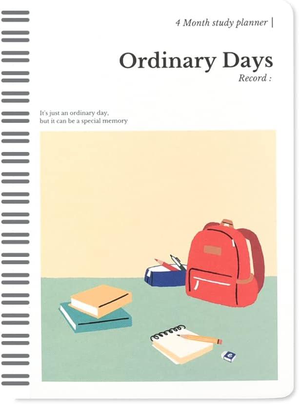 Monolike Ordinary days 4 Month Study Planner, School bag - Academic Planner, Weekly & Monthly Planner, Study plan
