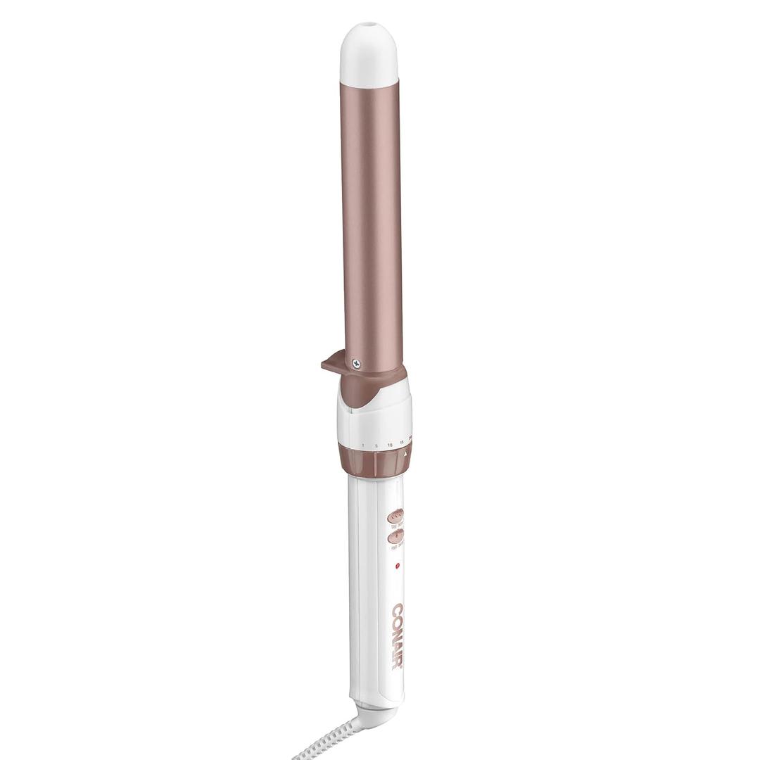 Conair Double Ceramic 1-inch Curling Wand, Straight wand produces flawless waves (1-inch Wand, White)