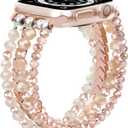 MOFREE Beaded Bracelet Apple Watch Band for Women 38mm 40mm 41mm 42mm, Elastic Stretch Women Strap Bands Compatible with iWatch Series 11/10/9/8/7/SE/6/5/4/3/2/1, Rose Gold for 5.3''-6.2'' Wrists