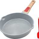 8 Inch Nonstick Ceramic Deep Frying Pan, Small Egg Omelette Pan with Removable Handle, Aluminum Saut Pan Compatible with All Stovetops, Oven Safe (Blue)