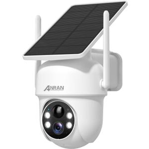 ANRAN Solar Security Cameras Wireless Outdoor,2K Cameras for Home Security with Fixed Solar Panel, 360 PTZ for Home Surveillance,2.4G WiFi, PIR Human Detection, 3MP Color Night Vision, 2-Way Talk