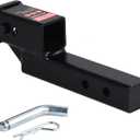864121 Trailer Hitch Riser With 2.25 Inch Rise/Drop for 2 Inch Receiver Extension, Solid Shank, Pin Kit Included