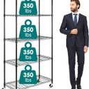 WDT 5-Shelf Shelving Units on Wheels Casters, Adjustable Heavy Duty Metal Shelf Wire Storage Rack for Home Office Garage Kitchen Bathroom Organization(16Wx36Dx75H), Black