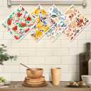 Kitchen Reusable Swedish Dishcloths - 12 Pack Absorbent, Fast Drying, Washable Swedish Towels with Cute Design, Fruit Flower