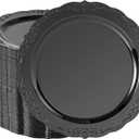 100 Pieces Black Plastic Plates - 10.25inch Dinner Disposable Plates - Premium Heavy Duty Hard Disposable Dinner Plates - Party Supplies for Birthdays, Celebrations, Wedding