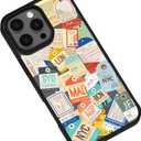 Compatible for iPhone 14 Pro Case with Magsafe,Cute Chic Boarding Pass Stickers Prints - AirTags Label Pattern Clear Shockproof Phone Case Cover-Travel Lover