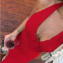 GORGLITTER Women's Halter Crochet Maxi Dress Beach Bikini Swimsuit Cover Up (Red), Size: Small