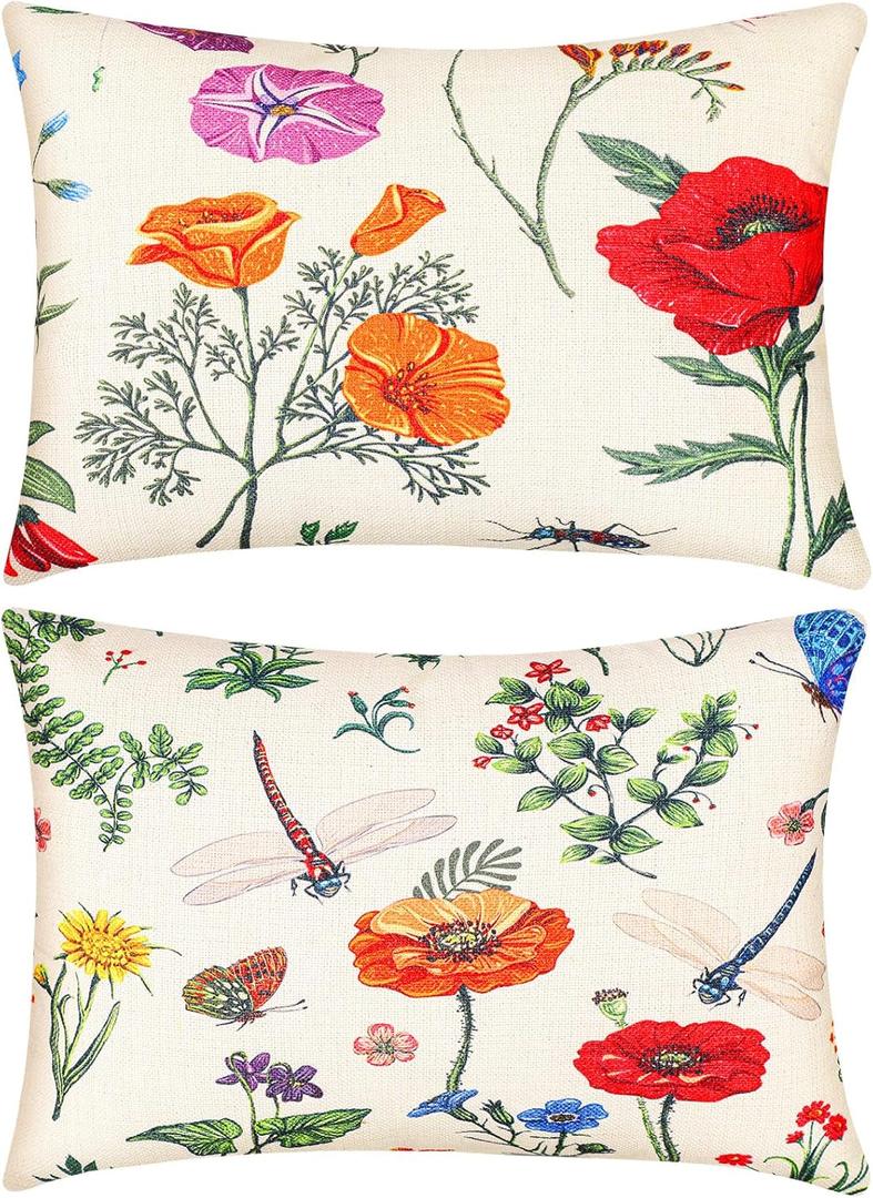 Juexica 2 Pack Chaise Lounge Headrest Pillow, Outdoor Beach Chair Pillow with Strap 16 x 11 Inches Waterproof Recliner Resting Pillows for Beach Office Chair(Colorful Floral)