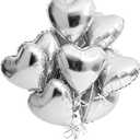 Silver Heart Balloons, 11 Pcs 18 Inch Silver Heart Shaped Foil Balloons for Valentines Day, Wedding, Bridal Shower and Birthday Party Decorations