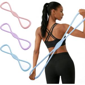 Resistance Bands, Figure 8 Resistance Bands for Women Men, 8 Shaped Resistance Rubber Band for Arms, Back, Shoulder Stretch with Handles, Not Break, Portable (Blue)