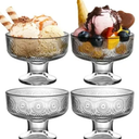 Set of 4 Elegant Glass Dessert Bowls, 6.4oz Martini Bowls, Perfect for Ice Cream Sundaes and Snacks, Durable Stacking Design, Ideal for Any Occasion Premium