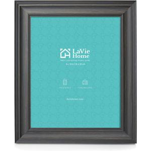 LaVie Home 8x10 Picture Frames (2 Pack, Black) Rustic Photo Frame Set with Tempered Glass for Wall Mount & Table Top Display