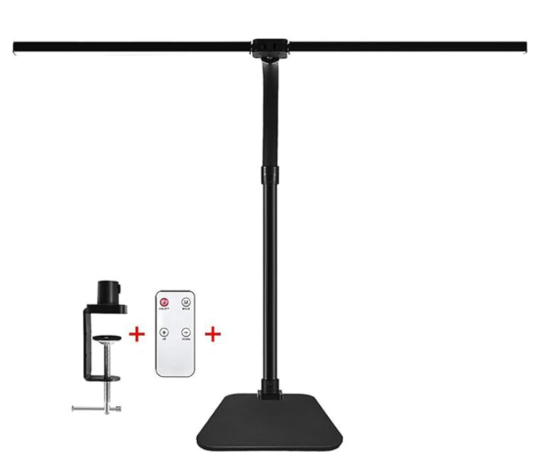 LED Desk Lamp with Remote Control for Home Office 24W Brightest Computer Desk Light for Workbench Drafting Architect Study Reading with Clamp and Bas