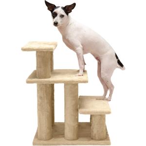 Furhaven Steady Paws Multi-Step Pet Stairs for High Beds & Sofas - Cream, 3-Step