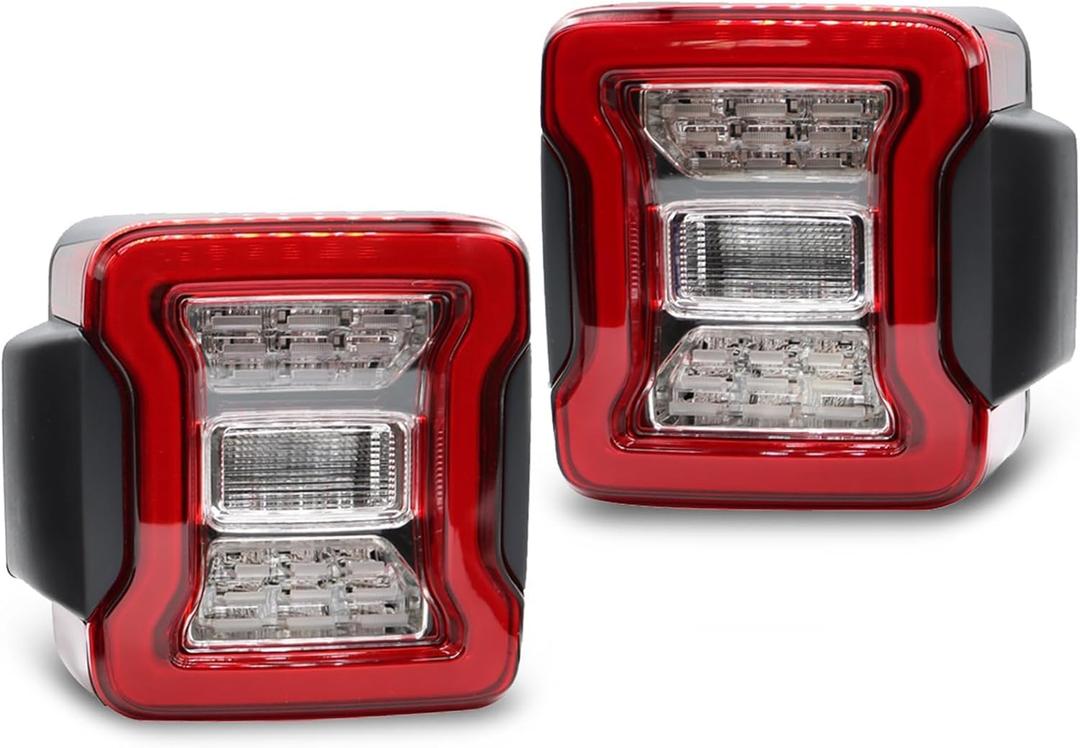 Pair Rear Tail Lights Assembly Compatible with Wrangler JK JKU 2007-2017 Taillights Tail Lamp with Turn Signal/Brake Light/Running Light and Reverse Light
