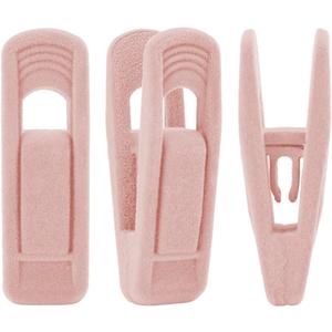 Trgowaul Light Pink Velvet Hangers Clips, Pant Hangers Velvet Clips, Strong Finger Clips Perfect for Thin Velvet Hangers Suit Skirt Pant Clothes Velvet Hangers, Velvet Baby Hangers Clips (40pc)